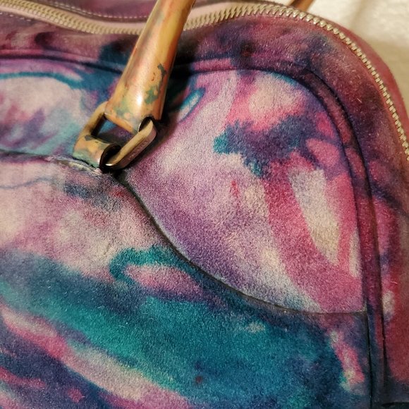 vintage Prada suede leather purse Matinee bowling Black navy green red purple - Picture 6 of 16